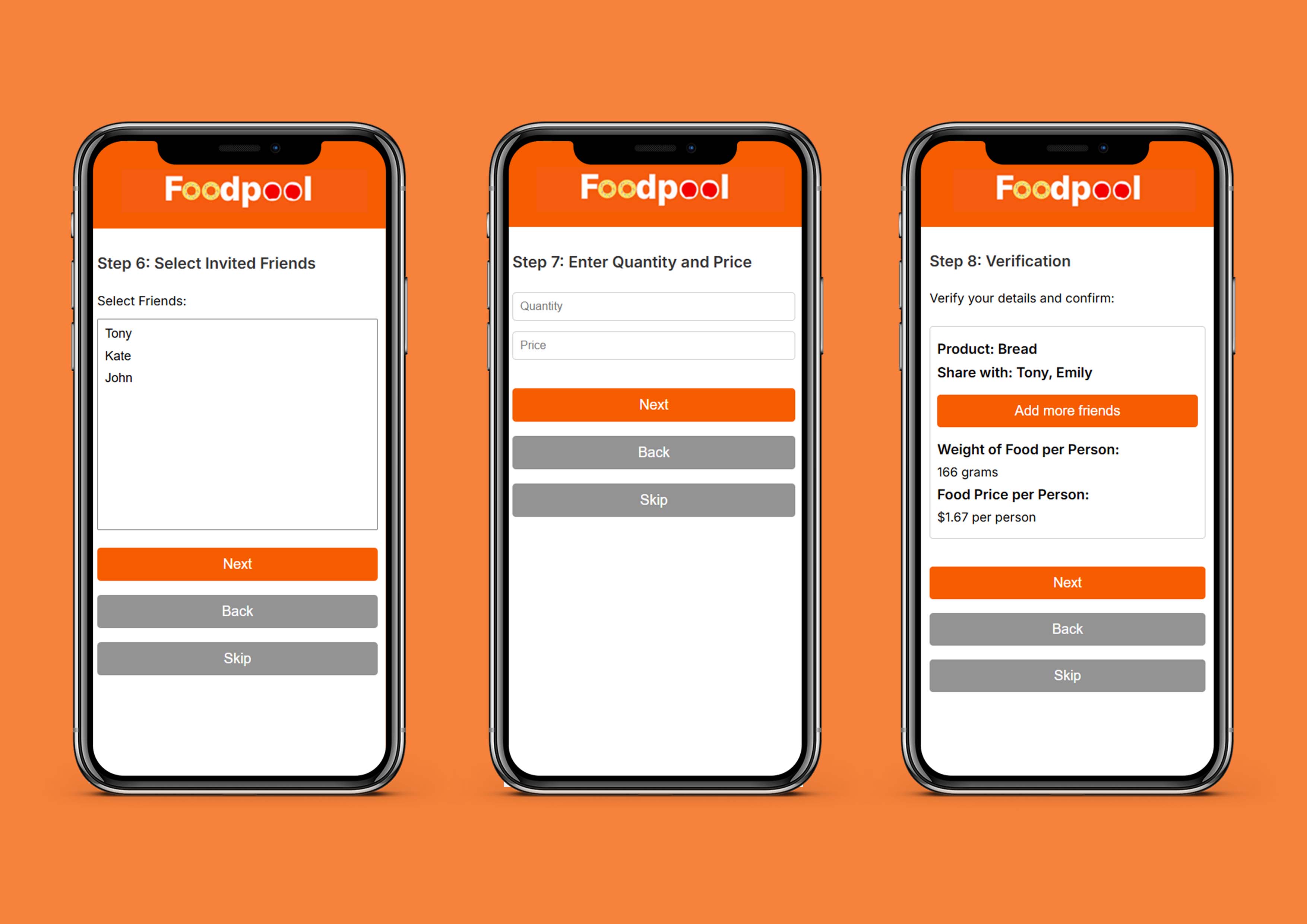 Fourth Screen for Foodpool App